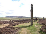 Ring o' Brodgar (generally believed to have been built between 2500 BC and 2000 BC) stands on an eastward-sloping plateau on the Ness o' Brodgar - a thin strip of land separating the Harray and Stenness lochs in the  West Mainland parish of Stenness.  It is believed to be the last of the great Neolithic monuments built on the Ness.