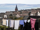 View of St. Magnus Cathedral and the center of Kirkwall from the Highland Park Distillery, Orkney Island, Scotland