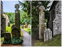 Two sides of the 10thC Nevern Cross in St Brynach Churchyard. Pembrokeshire, Wales