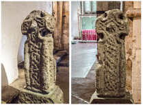 Two sides of Celtic cross from the original 12thC Norman church at Llandaff, Cardiff, Wales