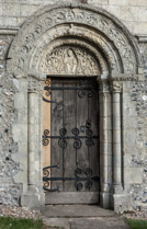 The richly carved 12thC south doorway on St. Nicholas Church, Barfreston, Kent, England