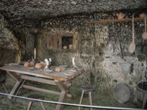 La Roque Saint-Christophe, Peyzac-le-Moustier,  DordogneFrance.  .The cliff has evidence of use as a shelter for Neanderthal man (50000 BC), Cro-Magnon man (25000 BC) and up until 16thC CE.