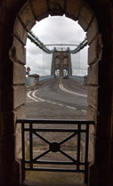 Menai Suspension Bridge, designed by Thomas Telford & completed in 1826, between the island of Anglesey and the mainland of Wales
