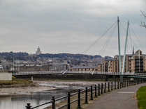 The Lune Millennium Bridge 2000, designed by Whitby Bird and Partners, is a cable-stayed footbridge spans the River Lune in Lancaster, England