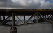 Workers on a bridge in Poland.