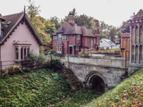 Moat bridge and lodge, Fulham Bishops of London Palace (1485–1509), Fulham, UK