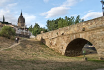 The Roman bridge of Salamanca (completed in 19 BCE), spans the Tormes River in Salamanca, Castile and León, Spain.  Water still flows under the newer northern part of the bridge.
