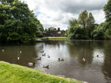Pond at East Riddlesden Hall is a 17thC manor house, Keighley, West Yorkshire, England